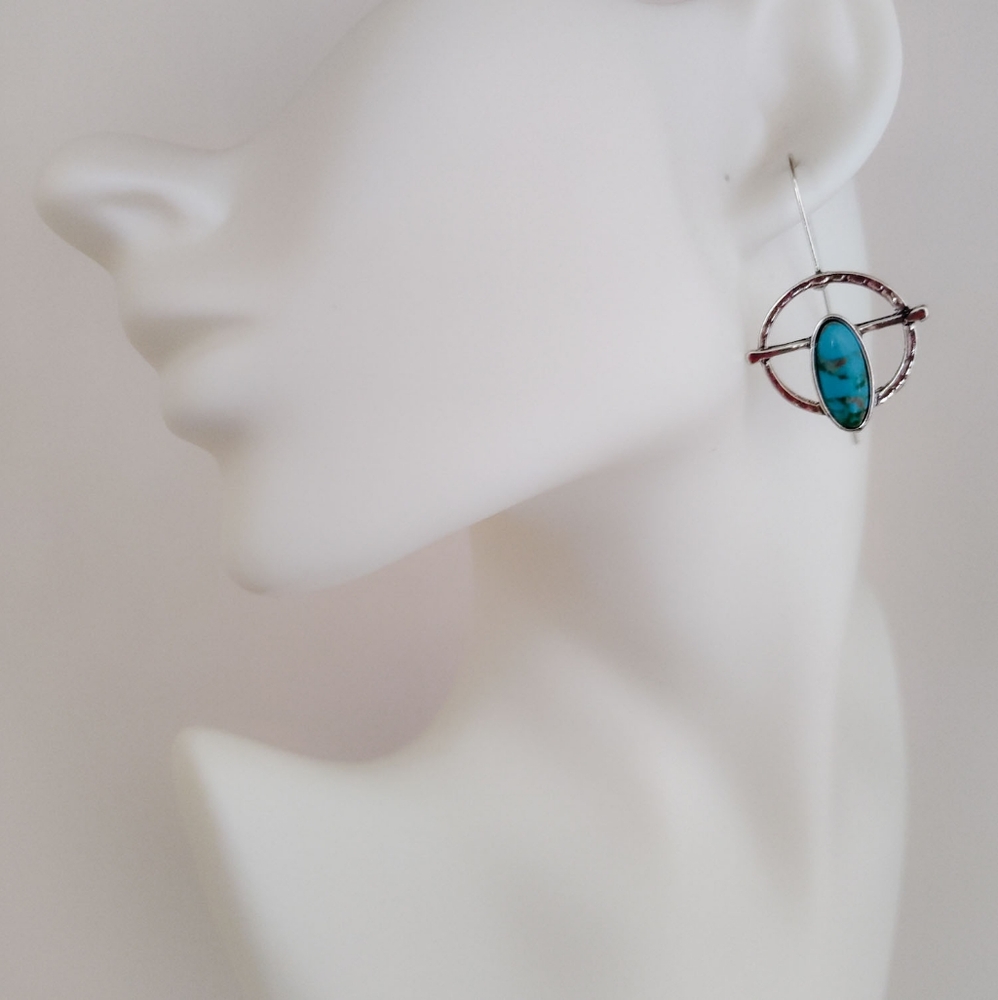 Modern Abstract Silvertone Boho Drop Earrings New!!